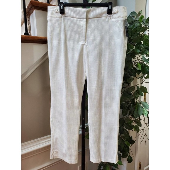 Soho Pants - Soho Apparel Women's White Cotton Mid Rise Straight Leg Casual Stretch Pant 14